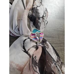 longhorn cow scarf slide concho, wild rag slides, bandana slide, western scarf